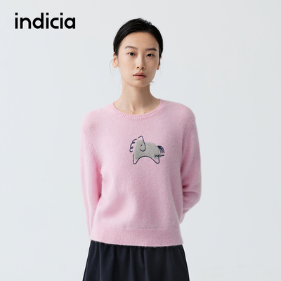 indicia标记商场同款26春季新款女装粉色针织衫羊毛衫F2A6ZZ017C