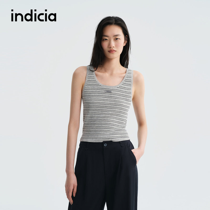 indicia标记商场同款2026夏季新款女装灰色条纹背心F2B6BX221C