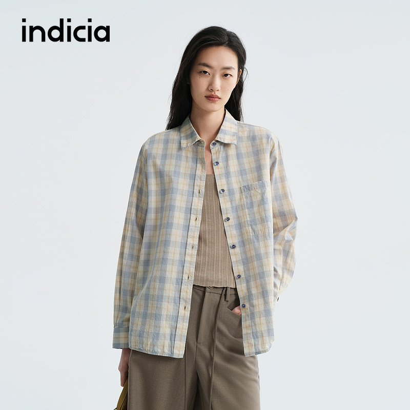 indicia标记商场同款2026夏季新款女装格子衬衫衬衣F2A6CS027F