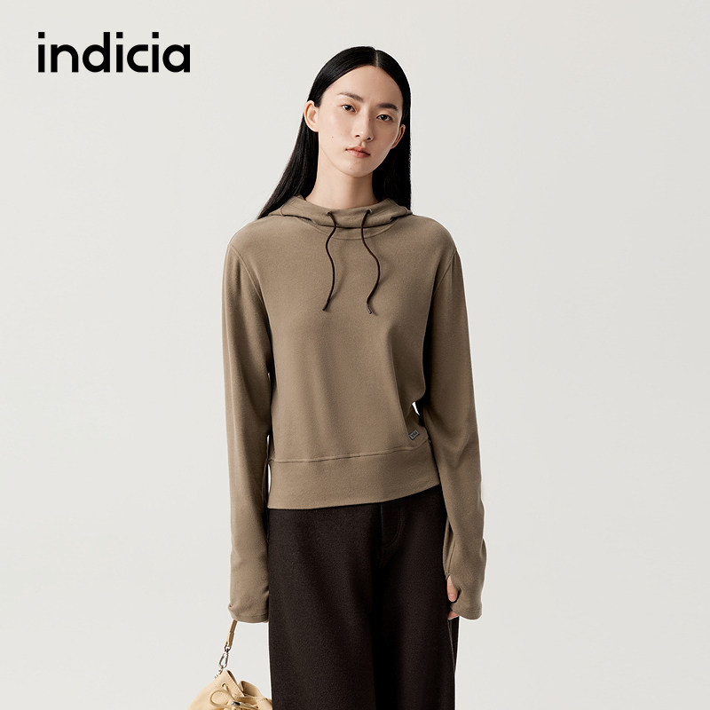 indicia标记商场同款2025秋冬新款女装卫衣女咖色上衣F2D5WY486F