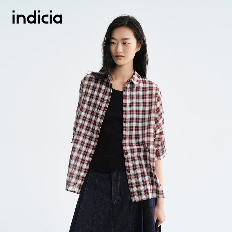 indicia标记商场同款2026夏季新款女装格子衬衫F2B6CS170N图片
