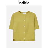 商场标记女装 indicia纯棉直筒圆领外套上衣薄款 夏季 5B306WT186