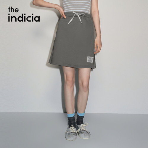 indicia标记商场同款2026秋季女装纯棉半身裙灰色裙子L2C6QZ196Y