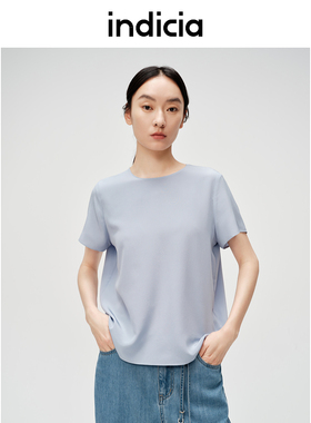 indicia标记商场同款女装夏款轻薄舒适桑蚕丝短袖T恤6B406SY306F