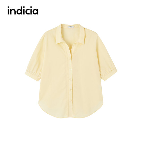 indicia标记商场同款25夏新款泡泡袖法式衬衫纯色女F2B5CS155N