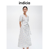 indicia标记商场同款 桑蚕丝真丝印花连衣裙女夏装 6B406LQ402C