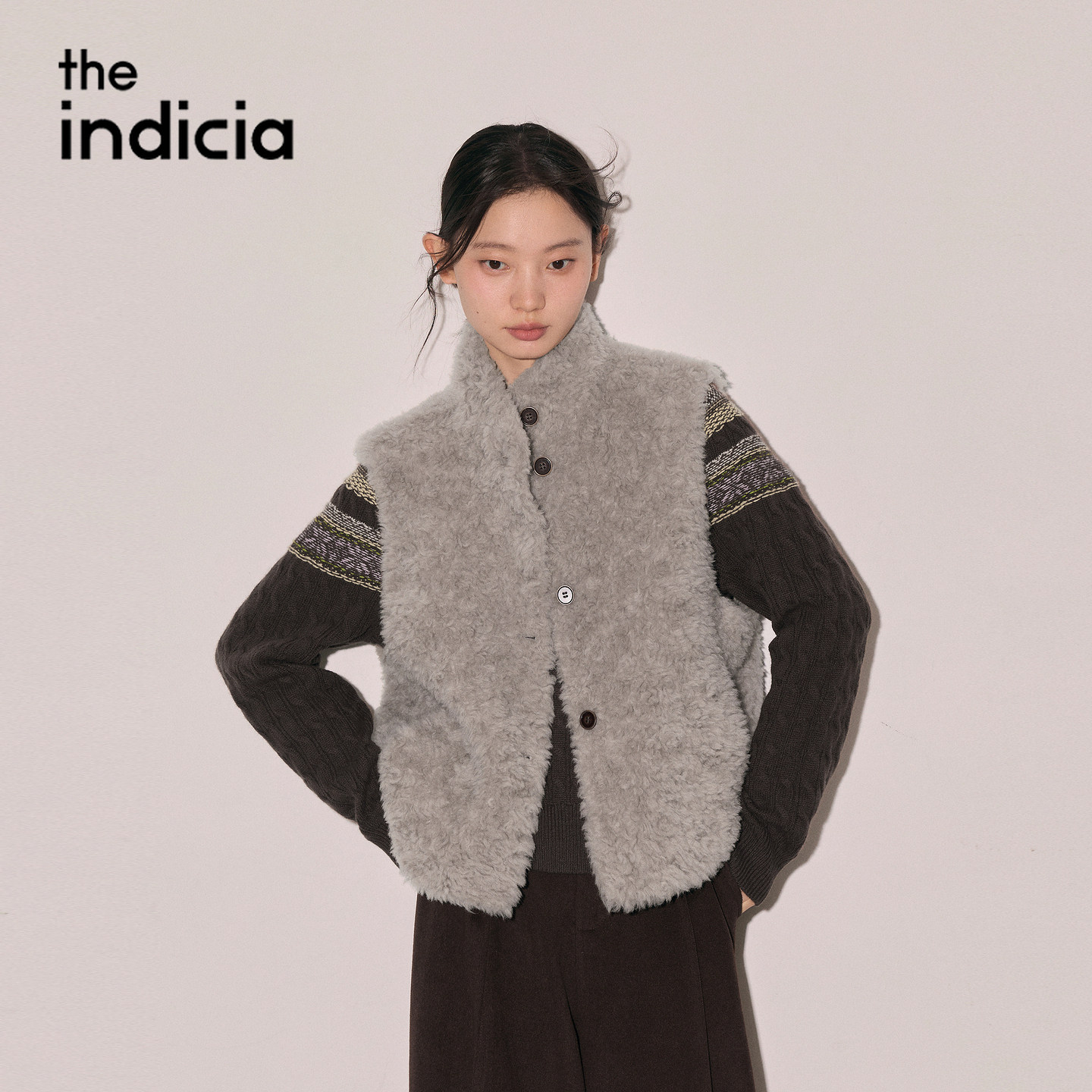 indicia标记商场同款2026冬季女装羊毛皮草马甲外套L2D6PC364Y