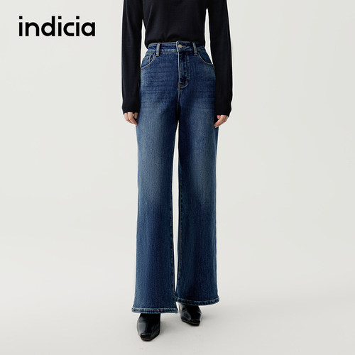 indicia标记商场同款2025秋冬新款女装蓝色牛仔裤F2D5NK542F