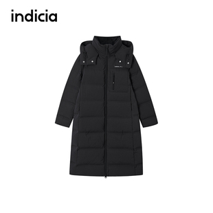 indicia标记商场同款冬季新款女装黑色连帽羽绒服外套F2D5YR513N