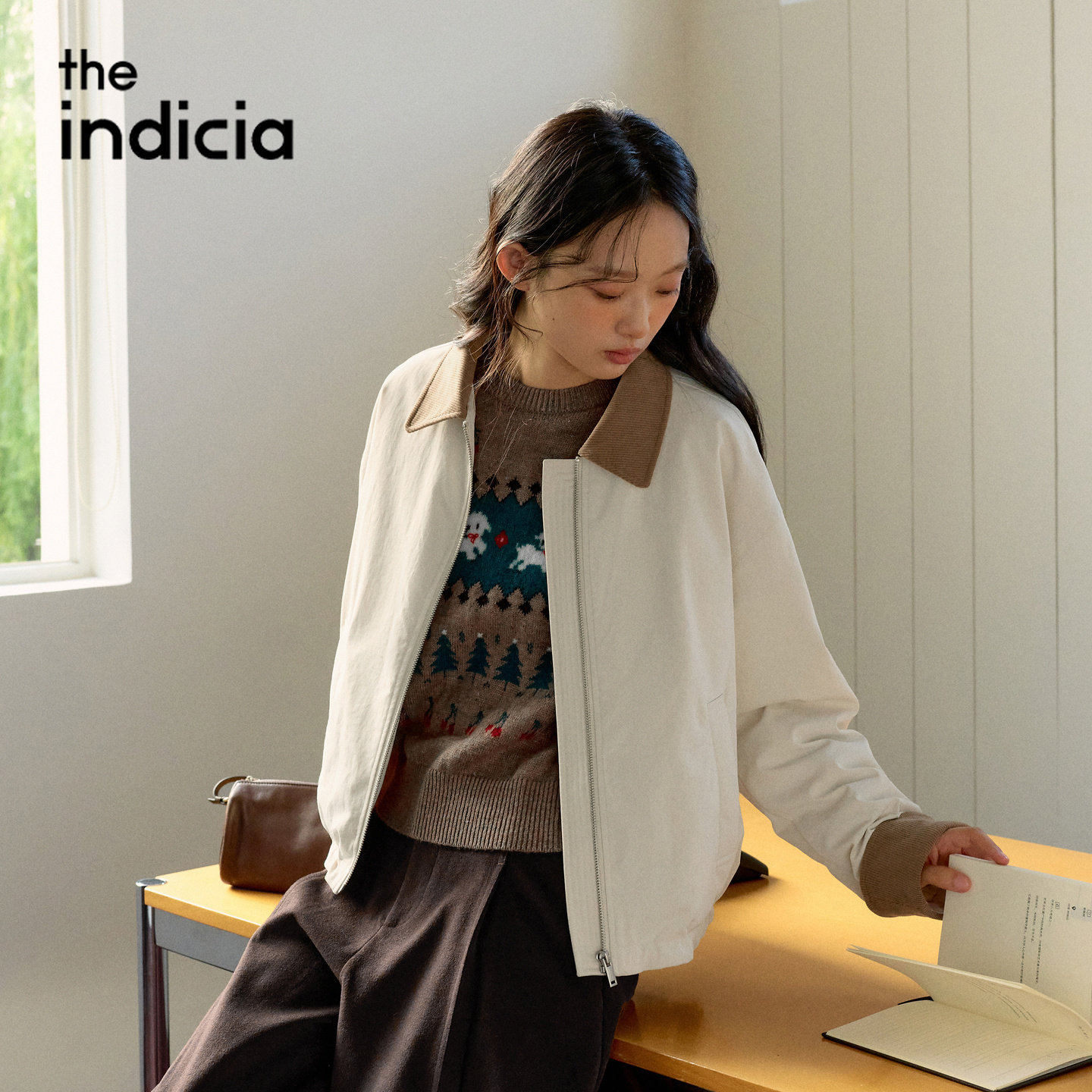 indicia标记夹克羽绒服拼色短款外套2026冬季新款女装L2D6YR323Z