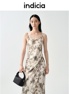 indicia标记商场同款25夏新款醋酸海边度假吊带连衣裙F2B5LQ153F