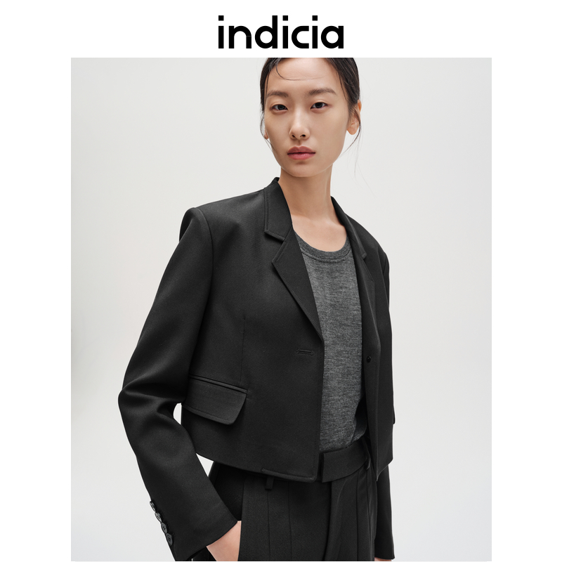 indicia标记商场同款翻领短款小西装外套春秋女装F2C4XZ444C