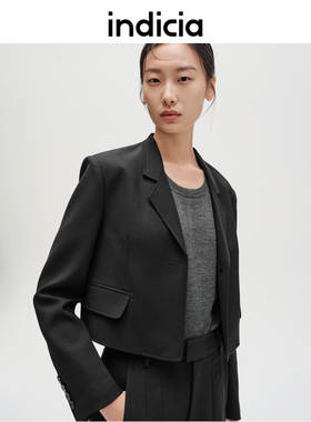 indicia标记商场同款翻领短款小西装外套春秋女装F2C4XZ444C