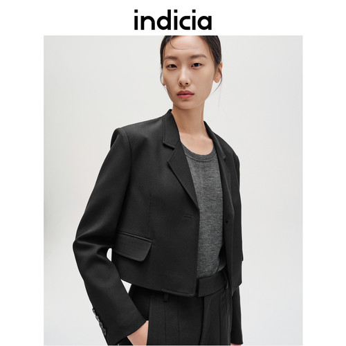 indicia标记商场同款翻领短款小西装外套春秋女装F2C4XZ444C