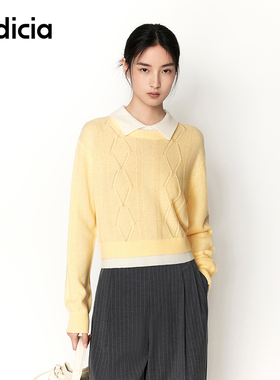 indicia标记商场同款26春季新款女装羊毛黄色拼接针织衫L2A6ZZ013