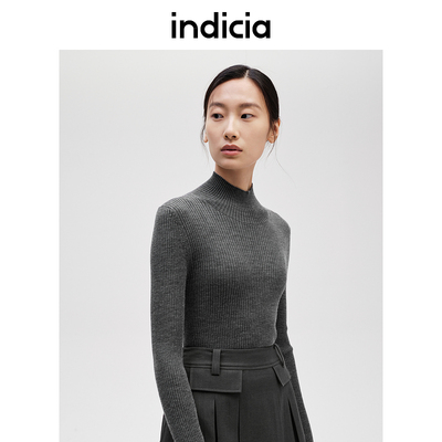 indicia标记商场同款秋冬简约舒适绵羊毛针织衫毛衣女F2D4MS689C
