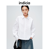 上衣春秋女装 indicia标记商场同款 纯棉纯色松紧绳衬衫 6A402CS086N