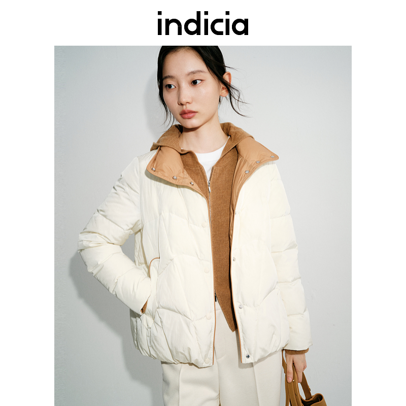 indicia标记24冬季轻薄羽绒服小立领时尚撞色包边外套L2D4YR164