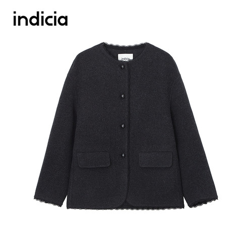 indicia标记商场同款冬季新款女装毛呢外套羊毛大衣F2D5DY475C