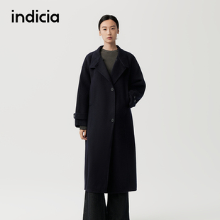 indicia标记商场同款女装冬款英伦风长款羊毛毛呢大衣F2D4DY819F