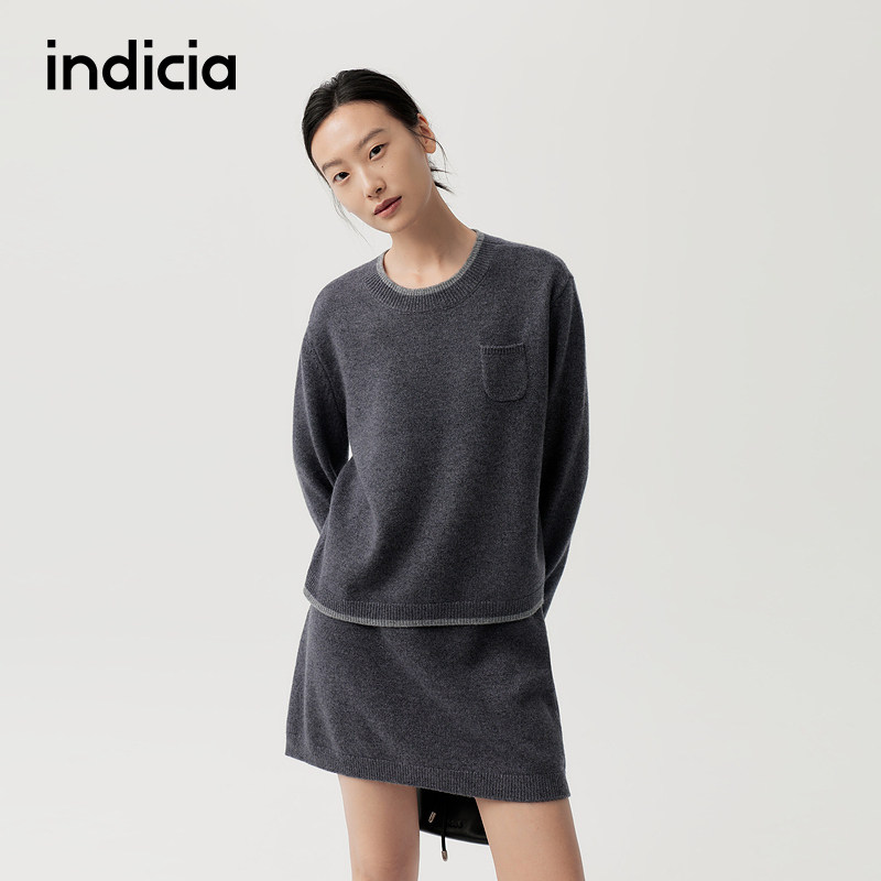 indicia标记两件套时尚套装商场同款秋冬季新款女装F2D5TZ603N