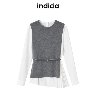 indicia标记商场同款25春新款设计真两件拼接通勤衬衫F2A5SY047C