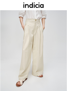 indicia标记商场同款春夏简约百搭显瘦卡其阔腿裤6B405KZ298N-1