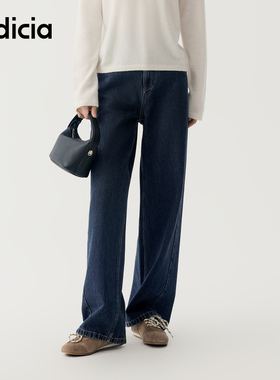 indicia标记商场同款25冬季新款女装蓝色束带牛仔裤F2D5NK471F