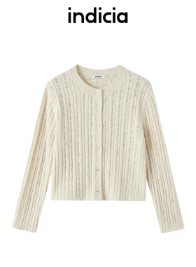 indicia标记商场春秋绵羊毛坑条纹圆领针织衫上衣女装F2A5KS058N