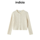indicia标记商场春秋绵羊毛坑条纹圆领针织衫 上衣女装 F2A5KS058N