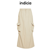 裙子工装 indicia标记商场同款 春秋季 风后开叉半身裙长F2C4QZ451N