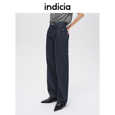 indicia标记商场同款春秋季新款宽松阔腿潮流牛仔裤长F2C4NK423F