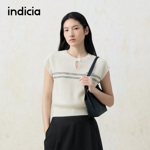 indicia标记商场同款2026夏季新款女装白色针织衫女背心短款上衣