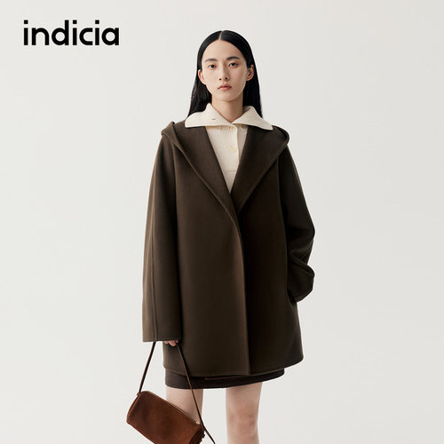 indicia标记商场同款冬季女装毛呢外套羊毛大衣F2D5DY538F