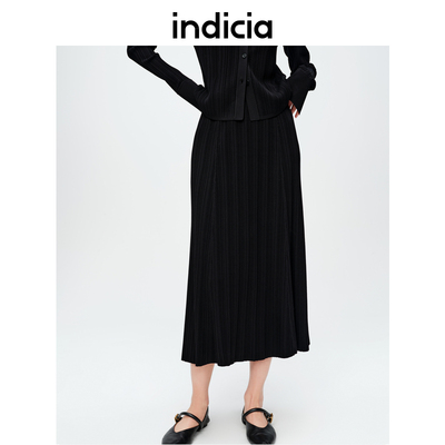 indicia标记商场同款春秋款黑色质感百搭半身裙6A402QZ094F