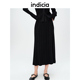 indicia标记商场同款 2024春新款 黑色质感百搭半身裙6A402QZ094F