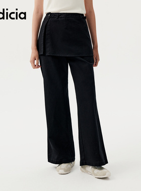 indicia标记商场同款25秋新款可拆卸屁帘微喇直筒裤F2C5KZ395N