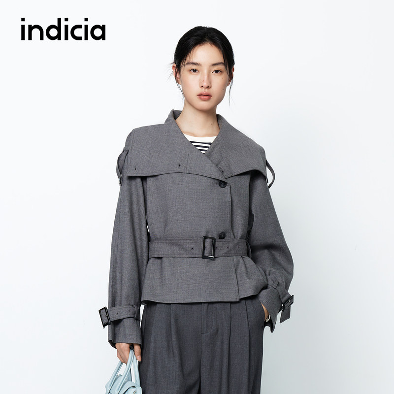 indicia标记商场同款春秋女装收腰短款夹克慵懒风外套F2A5WT048C