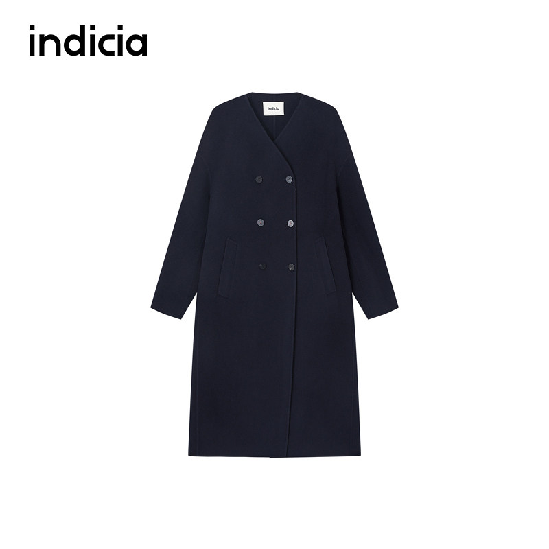 indicia标记商场同款冬季新款女装毛呢外套羊毛大衣F2D5DY633C