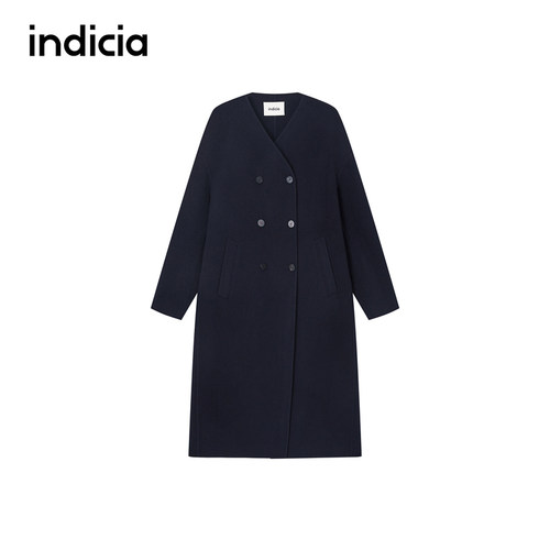 indicia标记商场同款冬季新款女装毛呢外套羊毛大衣F2D5DY633C