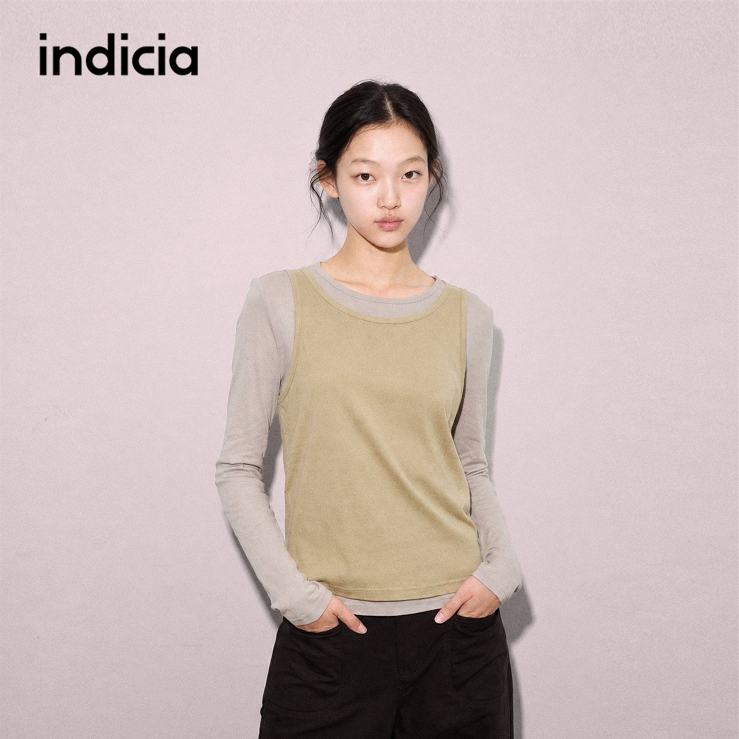 indicia标记商场同款春秋款两件套装圆领T恤女装F2C5TX369F