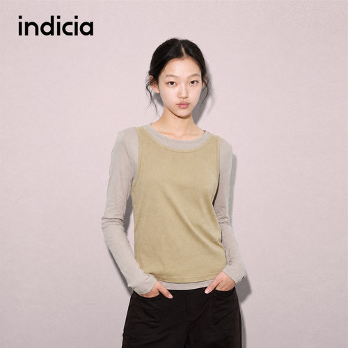 indicia标记商场同款春秋款两件套装圆领T恤女装F2C5TX369F