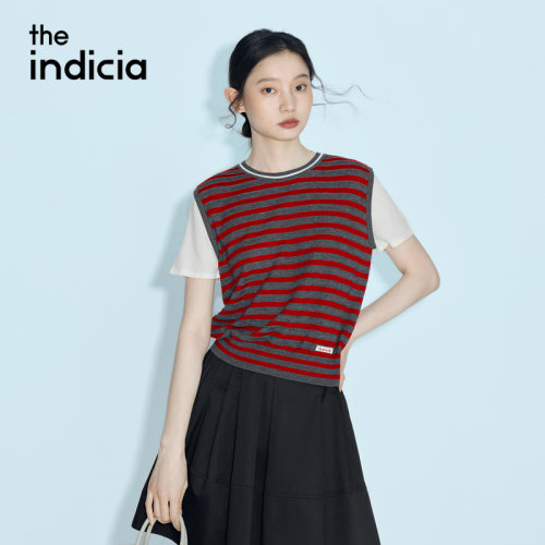 indicia标记商场同款2026夏季新款女装红色条纹针织衫L2B6ZZ116F