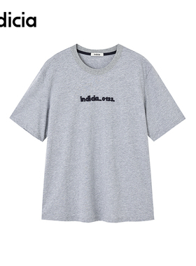 indicia标记商场同款25秋新款字母灰色T恤百搭上衣女F2C5TX377N
