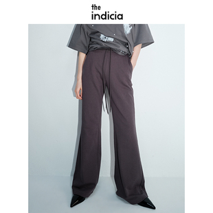 indicia标记春季新款品质女装休闲裤女高腰微喇长裤子拖地裤