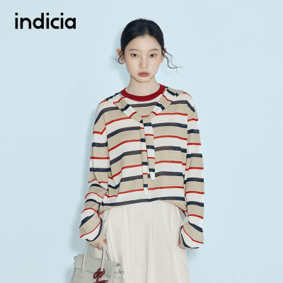 indicia标记商场同款26春夏季新款女装条纹针织衫上衣L2B6ZZ124F