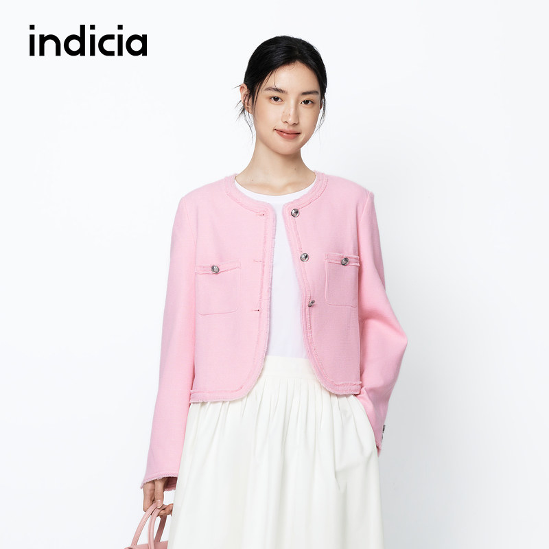 indicia标记商场同款短款圆领小香风外套春秋时尚女装6A402WT059F