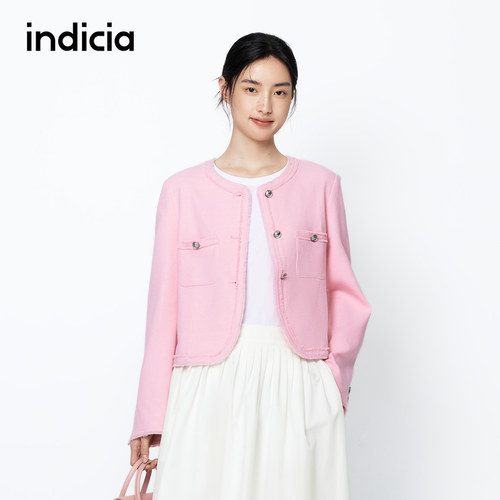 indicia标记商场同款短款圆领小香风外套春秋时尚女装6A402WT059F