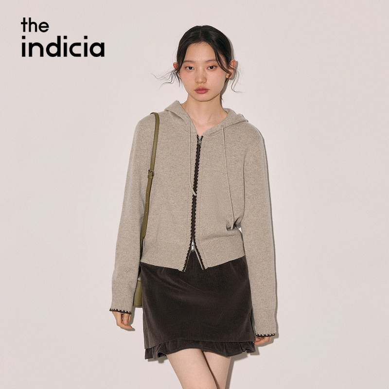 indicia标记商场同款2026冬季新款女装针织衫咖色开衫L2D6KS352Z