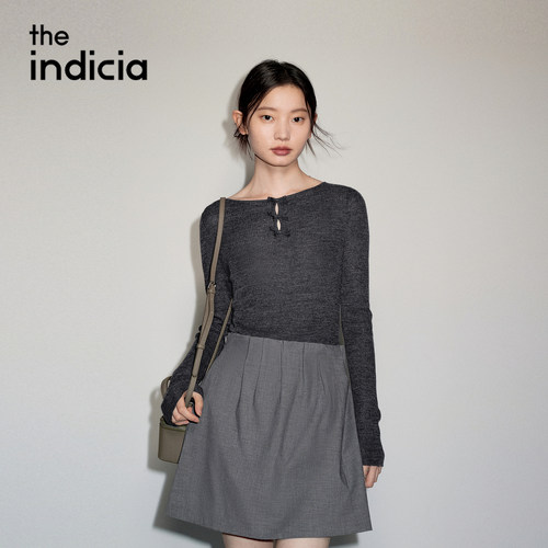 indicia标记商场同款2026秋季女装灰色薄款羊毛针织衫L2C6ZZ218Z